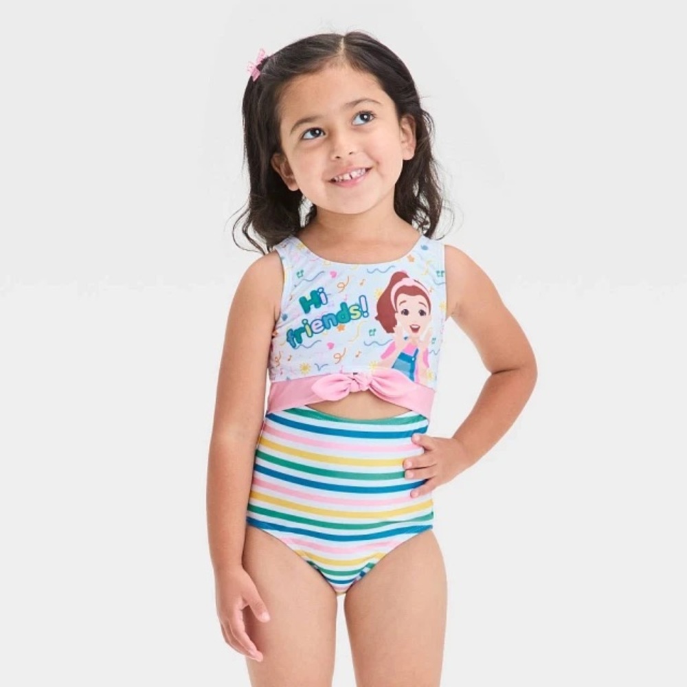 NWT‎ Baby Girls Ms. Rachel Cutout Bow One Piece Swimsuit UPF 50+ 2T